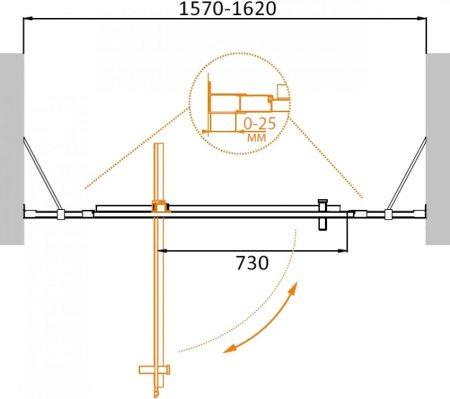 Душевая дверь (160х195) CEZARES MOLVENO MOLVENO-BA-12-100+60-C-Cr-IV